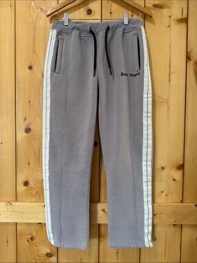 Palm Angels eggplant Sweatpants with White Side Stripes Large *minor flaw*